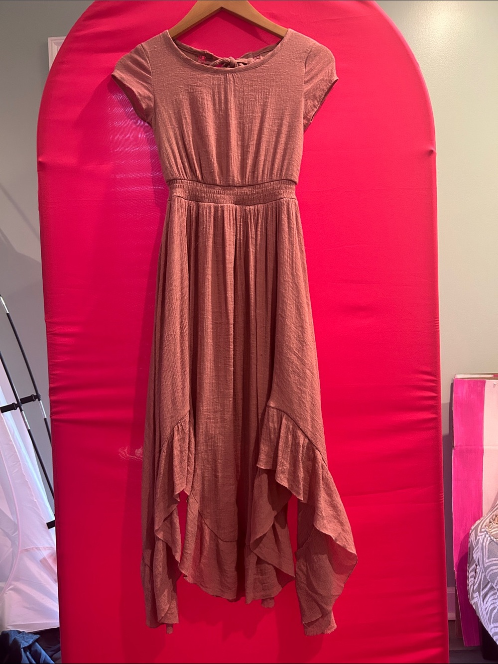 Girls' Dusty Rose High-Low Ruffle Hem Dress